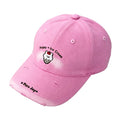 Hot Pink Ice Cream Cat Baseball Cap – Vibrant Rose Red Embroidered Dad Hat, Y2K Kawaii Trucker Cap Adjustable 56-58cm for Women & Teens