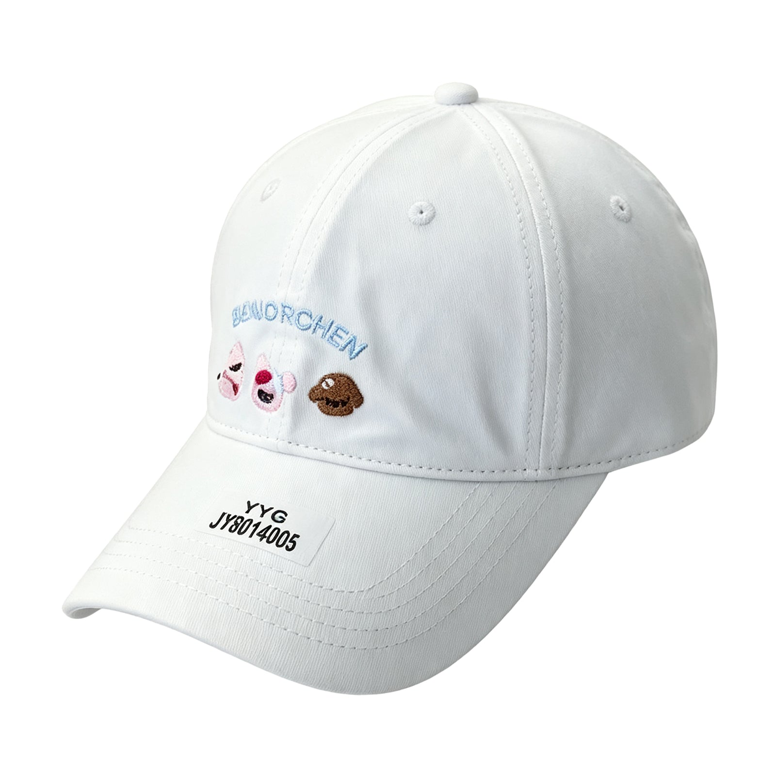 White Cartoon Dog Embroidered Baseball Cap – Cute Puppy Dad Hat, Adjustable Strap Fits 56-58cm Head, Clean Girl Summer Accessory for Women & Teens