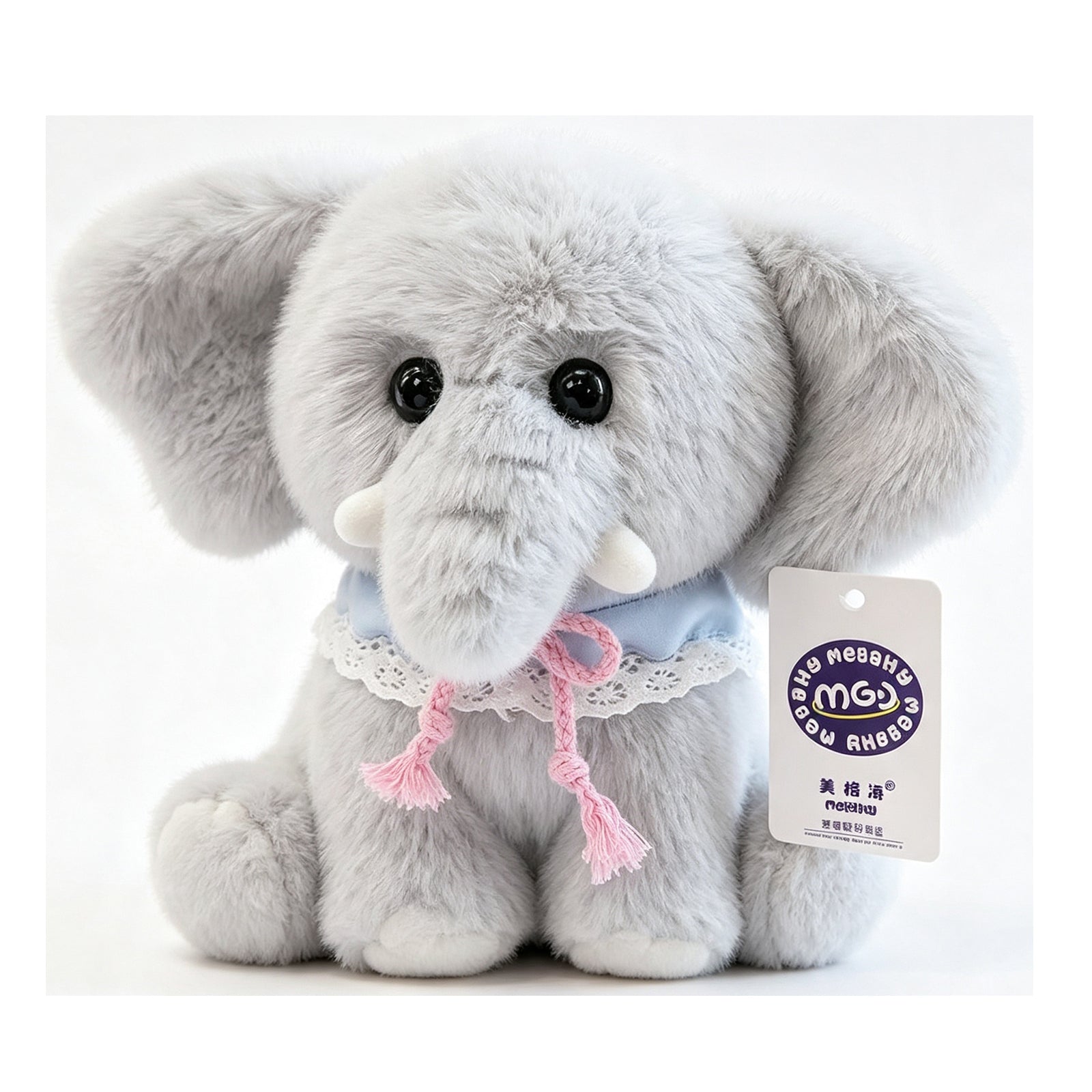 The Dressed-Up Besties: Fluffy Puppy & Elephant Plush – Ultra-Soft Stuffed Animals with Lace Collar & Floral Bandana, Perfect Bedtime Companion & Aesthetic Room Decor
