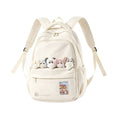 Aesthetic Cream White Backpack with Cute Plush Pals – Kawaii Soft Girl School Bag, Large Capacity Lightweight Daypack for Teens & Travel (Includes 5 Adorable Dolls)