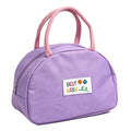 Aesthetic "Best Wish" Insulated Lunch Bag – Cute Portable Thermal Food Tote with Contrast Handles for Work, School & Picnics (Purple & Pink)