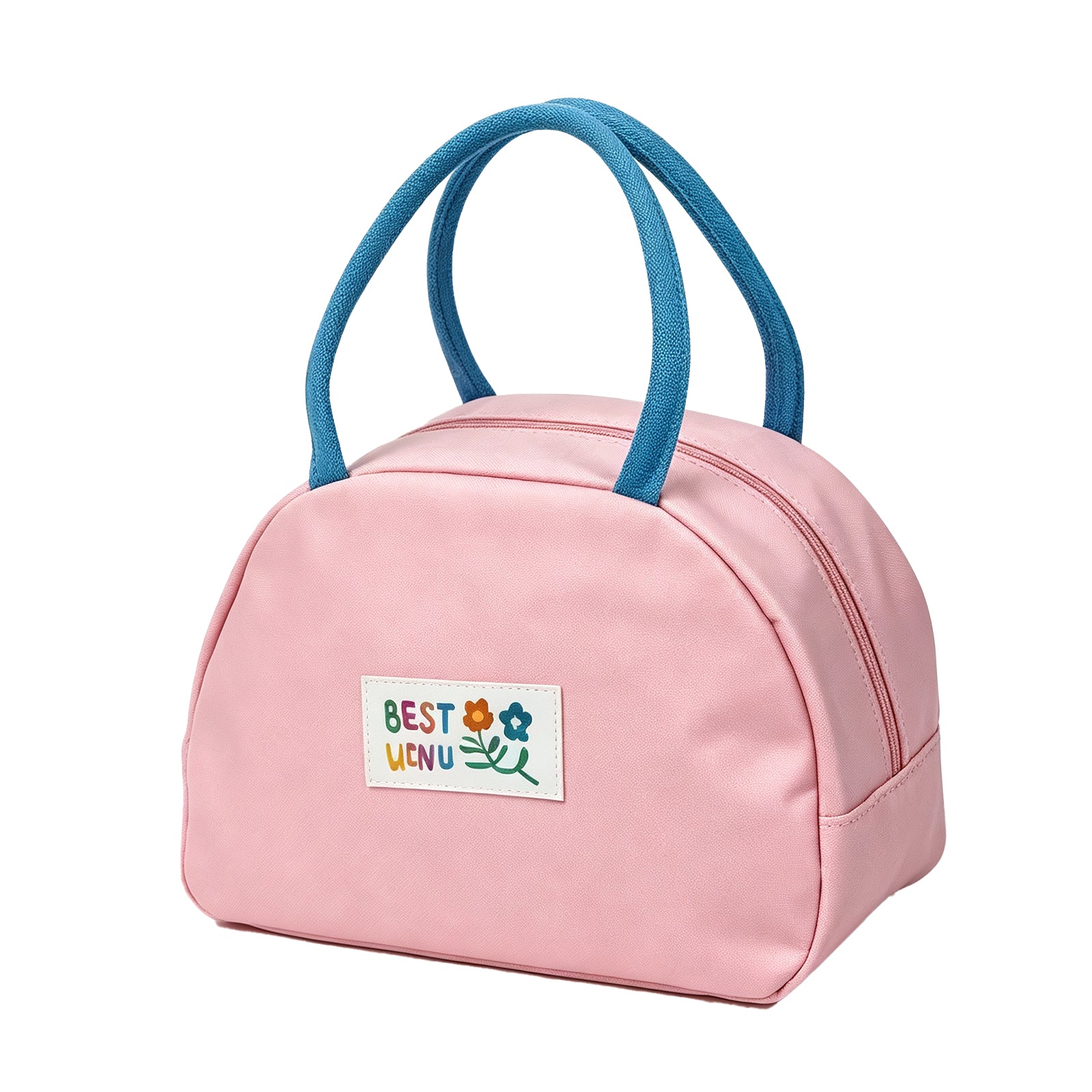 Aesthetic "Best Wish" Insulated Lunch Bag – Cute Portable Thermal Food Tote with Contrast Handles for Work, School & Picnics (Purple & Pink)