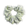 Mint Green Knitted Scrunchie with White Lace Trim - Cozy Crochet Hair Tie for Women