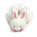 White Fluffy Bunny Scrunchie with Pink Bow - Cute Plush Hair Tie for Women & Girls
