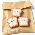Kawaii Toast-Shaped Portable Makeup Puff Set – Ultra-Soft Mini Powder Sponge with Cute Protective Case for On-the-Go Touch-Ups (3-Pack)
