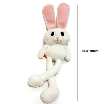 Giant 90cm Stretchy Long-Legs Bunny Plush – Cute Pink-Eared Rabbit Stuffed Animal Toy & Decorative Pillow