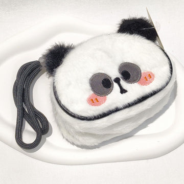 Cute Blush Animal Plush Coin Purse with Wrist Strap | Panda Pig Mini Pouch
