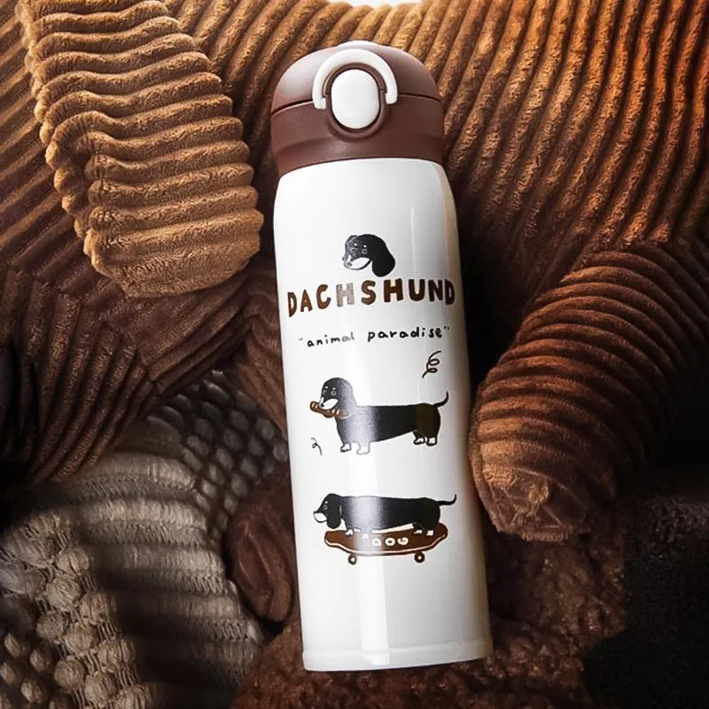 Cute Dachshund Insulated Tumbler – 316 Stainless Steel, Double-Wall Vacuum, Pop-Up Lid with Straw | Perfect for Coffee, Tea & On-the-Go Hydration