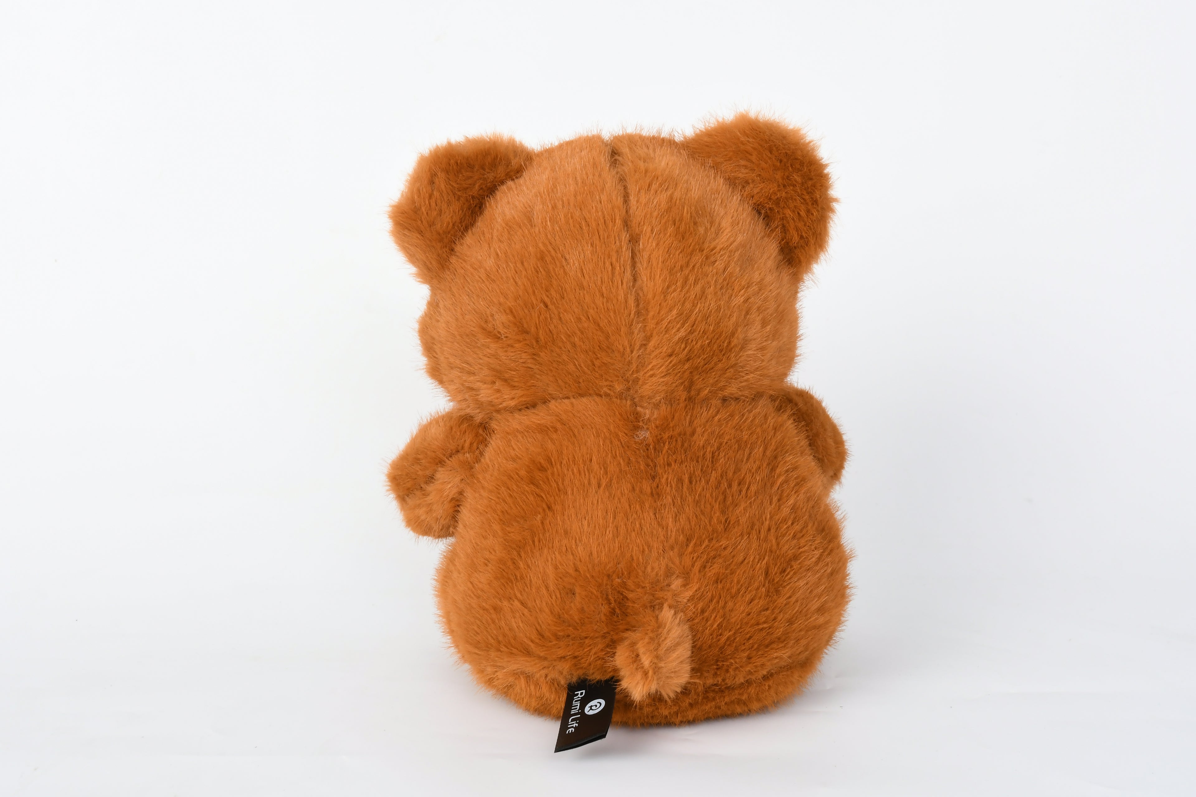 23cm Brown Spinning Bear Plush Toy with Rotatable Heart Badge - Cute Stuffed Animal Gift