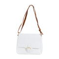 Minimalist White Crossbody Bag with Brown Strap – Adjustable Shoulder Bag for Women, Perfect for Daily Commute & Casual Outings, image 2