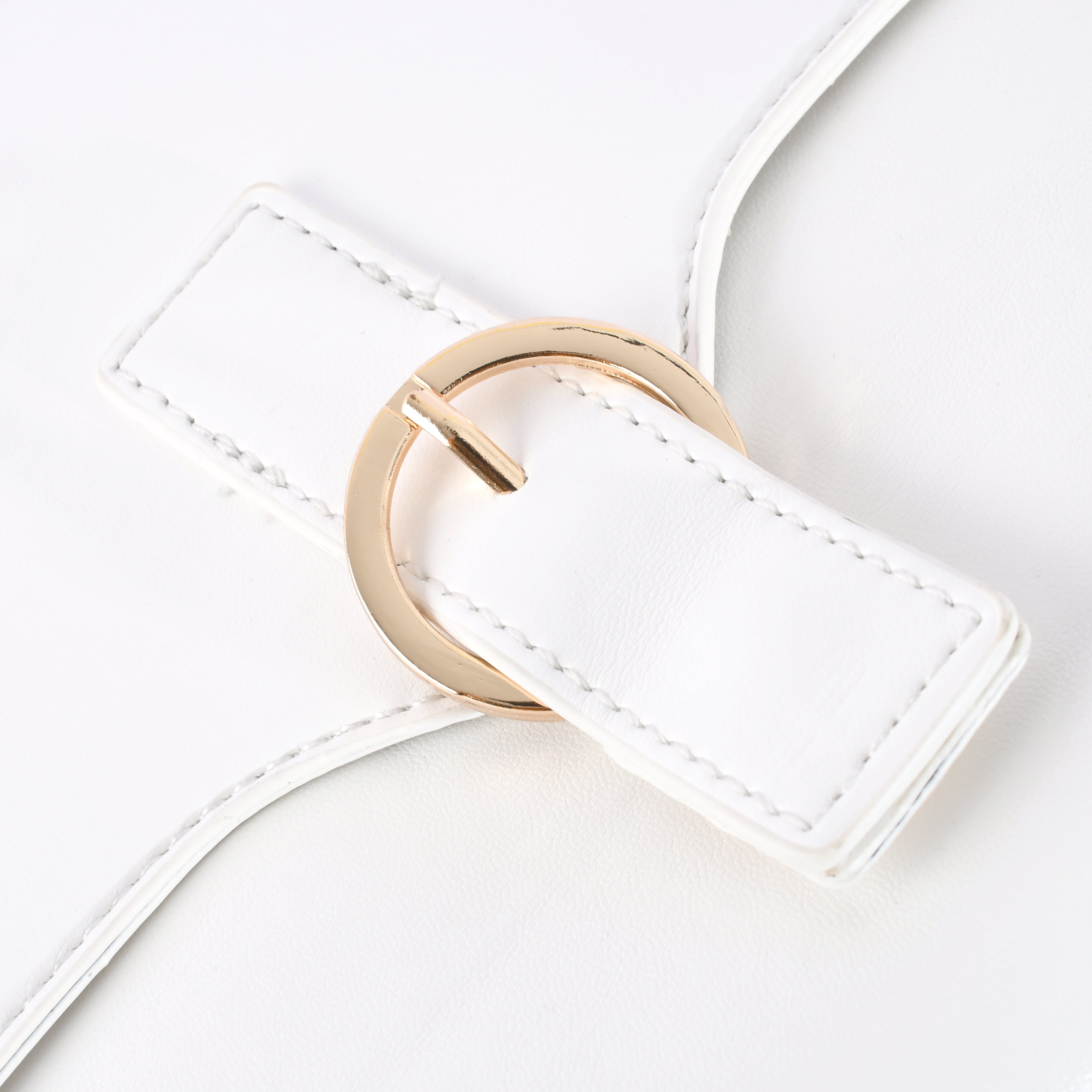 Minimalist White Crossbody Bag with Brown Strap – Adjustable Shoulder Bag for Women, Perfect for Daily Commute & Casual Outings