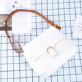 Minimalist White Crossbody Bag with Brown Strap – Adjustable Shoulder Bag for Women, Perfect for Daily Commute & Casual Outings, image 4