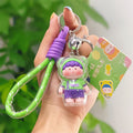 Cute Genki Boy Keychain with Wrist Lanyard & Bell | Clear Acrylic Cover Yami Figure Bag Charm, image 2