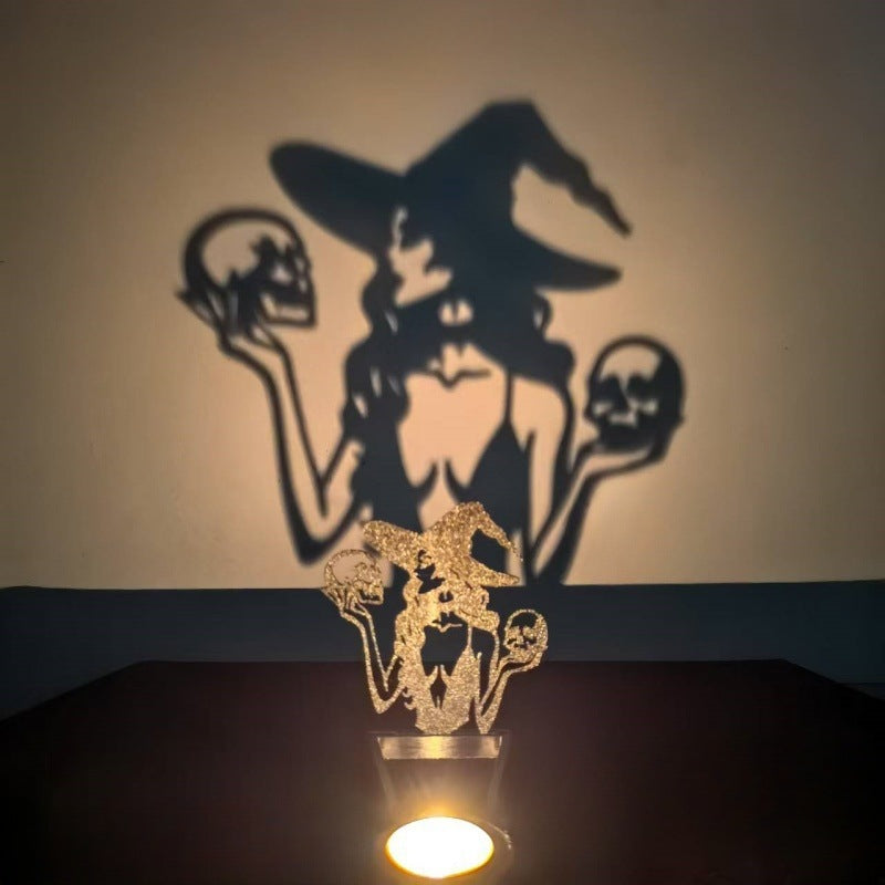 Halloween Witch Moon Tealight Shadow Caster