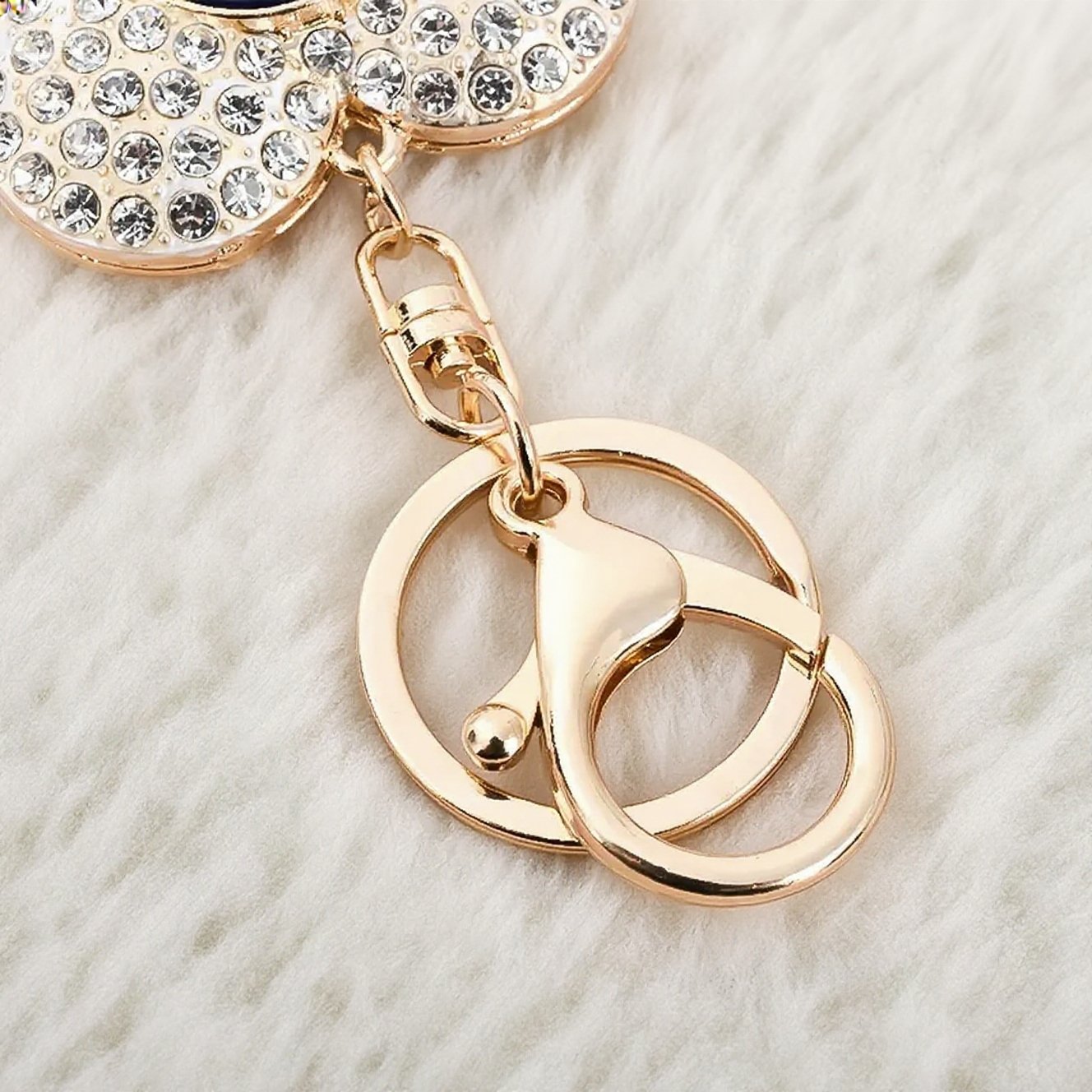 Protective Evil Eye Heart Keychain – Blue Eye Rhinestone Charm for Good Luck & Safety | Stylish Bag Accessory