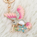 Rhinestone Enamel Hummingbird Keychain | Gold Tone Double-Sided Bag Charm, image 5