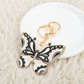 Black White Rhinestone Butterfly Keychain | Gold Enamel Bag Charm Pendant, image 5