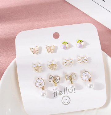 Elegent Stud Earrings Set 6 Pairs